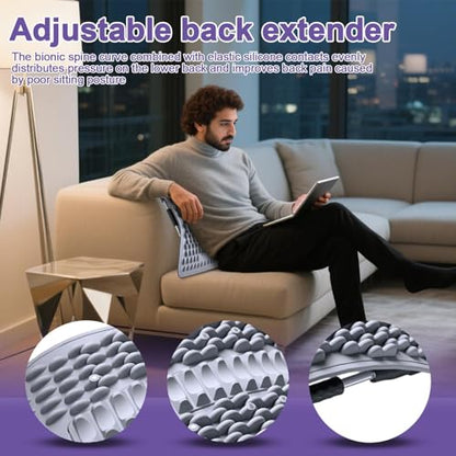 Back Stretcher - Adjustable Multi-Level Support, Ergonomic Arch Design, Muscle Relaxation Tool, Spine Alignment Device | Yoga Stretching Accessory with Pain Reliefs Function for Home, Offices Session - color: Gray