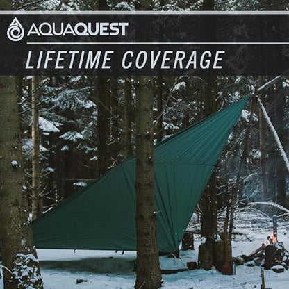 AquaQuest Guide Tarp – Ultralight Waterproof (5,000 mm) Seam-Taped 40D Ripstop Rain Fly for Backpacking, Stealth Camping & Thru-Hiking - color: Stealth Gray, size: 10 x 10 ft