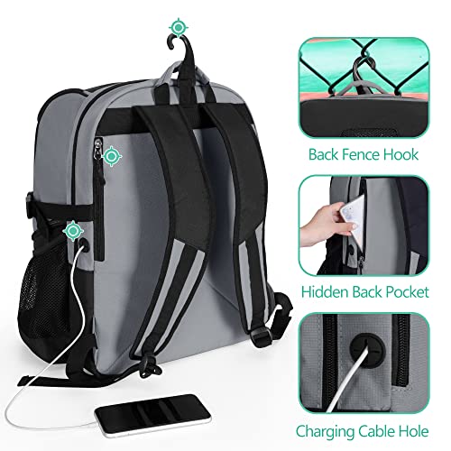 GOBUROS Basketball Bag, Soccer Equipment Bag with Ball & Shoe Compartment for Soccer Ball, Volleyball, Gym, Outdoor, Travel - color: Grey