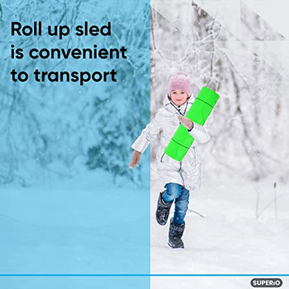 Superio Snow Slider Mat, Flexible Snow Sled Flying Carpet, Roll up Sleds for Kids 36" / Adults 54" Lightweight Plastic Snowboard Sled, 1 Pack - color: Green, size: 54"