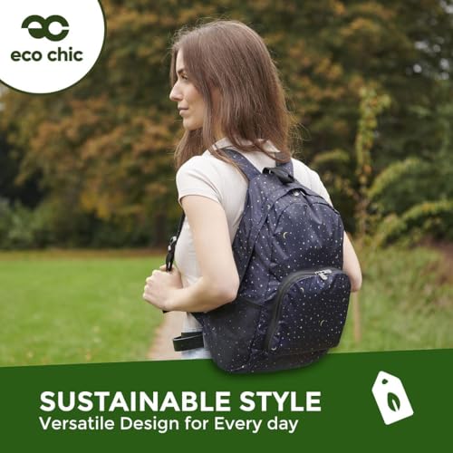 ECO CHIC Hiking Lightweight Packable Backpack - Foldable Daypack for Travel & Hiking & Outdoor Adventures - Waterproof Backpack from Recycled Materials (RSPB Birds Blue) - color: Rspb Birds Blue