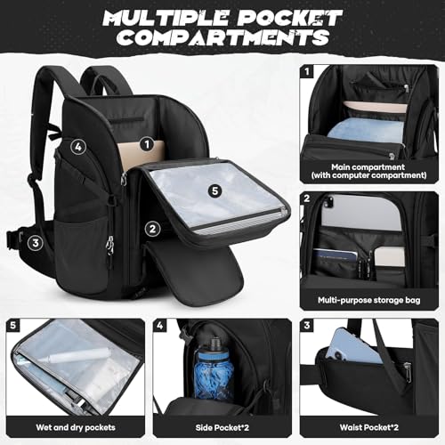 Maelstrom Tactical Backpack for Men, Water Resistant 40L Military Backpack, for Hiking, Camping, Gym with Molle System (Black) - color: A.black