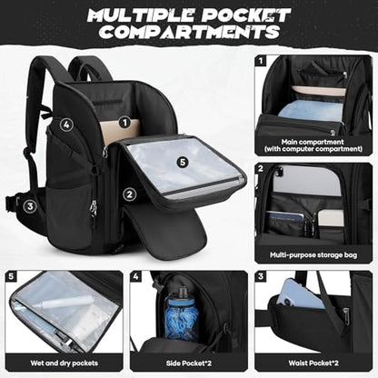 Maelstrom Tactical Backpack for Men, Water Resistant 40L Military Backpack, for Hiking, Camping, Gym with Molle System (Black) - color: A.black