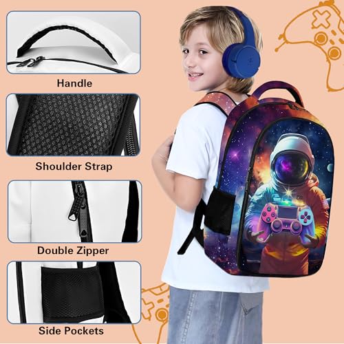 Boys Backpack with Lunch Box and Pencil Case, 3Pcs Gamer Backpack for Boys Teens, 17 Inch Large Capacity - color: GAME-YHYZ-1