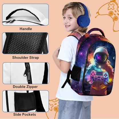 Boys Backpack with Lunch Box and Pencil Case, 3Pcs Gamer Backpack for Boys Teens, 17 Inch Large Capacity - color: GAME-YHYZ-1