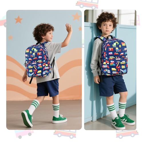 CAMTOP Preschool Backpack for Kids Boys Girls Toddler Backpack Kindergarten School Bookbags for Age 3-8 (Navy Vehicle) - color: Navy Vehicle