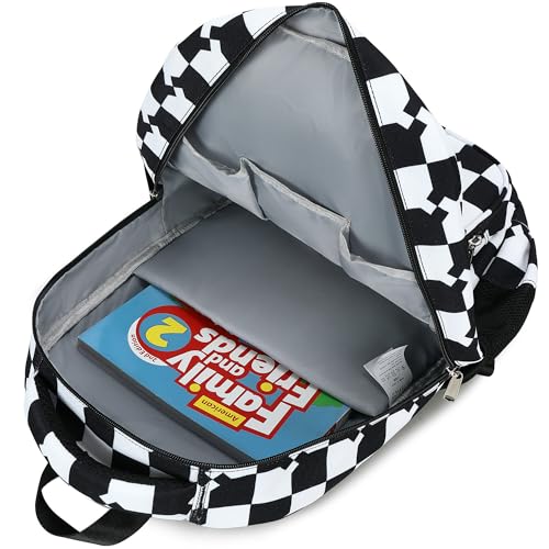 abshoo Checkered Kids School Backpack For Girls Boys Bookbag Kindergarten Elementary School Bags (Blocks Black) - color: Blocks Black