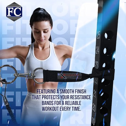 Power Rack Anchors for Resistance Bands: 4-Set Wall Mount Strength Training Equipment, Total Body Workout System with Gym Attachments, Stretching, Stunt & Exercise Accessories for Pole & Track
