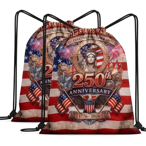 American Flags 250 Aniversary Drawstring Backpack, Lightweight Cinch String Sports Sackpack for Men & Women,pack of 2 - color: 250th Anniversary-02