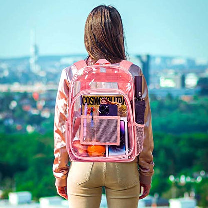 gxtvo Clear Backpack, Heavy Duty Transparent Bookbag, See Through Backpacks for Women Men | Heavy Duty - color: Light Orange