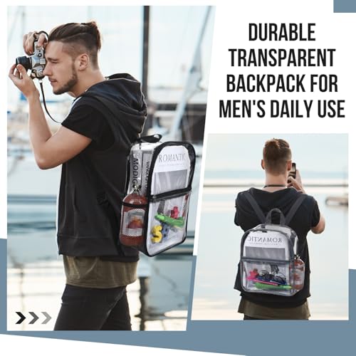 Sweetude 6 Pcs Clear Backpack bulk 11.4 x 9.5 x 5.1 Inch Bag Stadium Approved Plastic Transparent Backpack with 2 Water Holders (Multicolor) - color: Multicolor