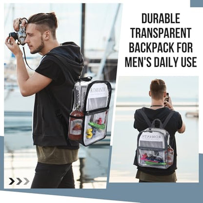 Sweetude 6 Pcs Clear Backpack bulk 11.4 x 9.5 x 5.1 Inch Bag Stadium Approved Plastic Transparent Backpack with 2 Water Holders (Multicolor) - color: Multicolor
