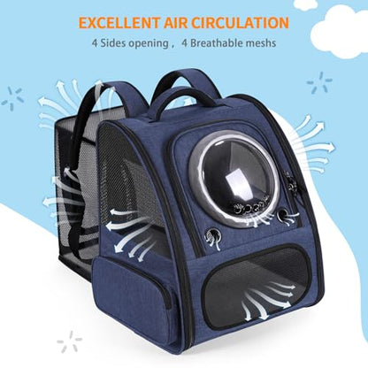 Bubble Cat Backpack Carrier, Expandable Cat Carrier Backpack,Breathable Pet Backpack for Medium Cat,Kitten and Small Puppy, Large Space,Portable Bags Foldable Dog Backpack for Traveling,Hiking (Blue) - color: 03-Blue