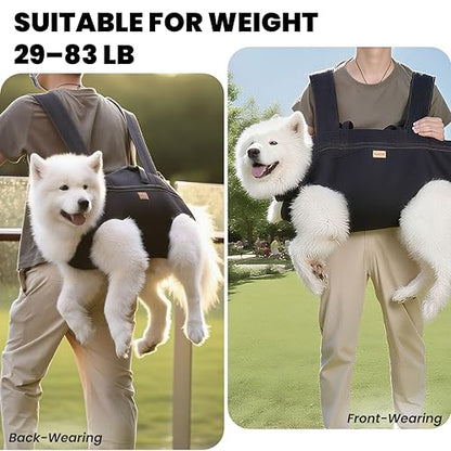 Dog Lift Harness Backpack Carrier for Large Dogs, Full Body Sling with Handle, Dog Harness for Joint Injuries, Arthritis, Ideal for Stairs, Elderly Dogs (Black 2XL 50-66 LBS) - size: Black XX-Large 50-66 LBS