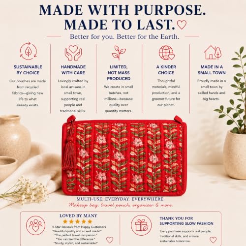 Huar Travel Makeup Bag- Large Capacity Cosmetic Bags for Women - color: Red
