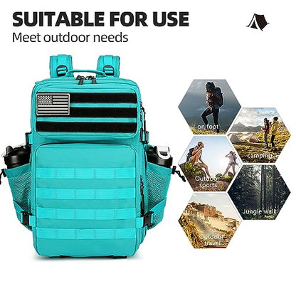 Lovelinks21 45L Tactical Assault Backpack 3 day assault pack with Molle Waterproof backpack Rucksack for Tactical Backpacks (Lake Blue) - color: Lake Blue