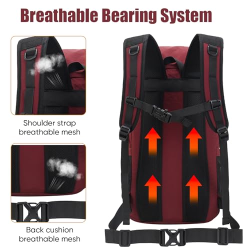 Bseash 30L Lightweight Hiking Backpack, Outdoor Sport Waterproof Travel Bag Daypack for Cycling Climbing Skiing (Red) - color: Red