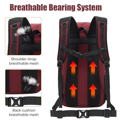 Bseash 30L Lightweight Hiking Backpack, Outdoor Sport Waterproof Travel Bag Daypack for Cycling Climbing Skiing (Red) - color: Red