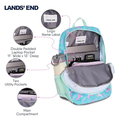 Lands' End Unisex Kids Medium ClassMate Lightweight Durable Elementary School Backpack, Ceramic Blue - color: Ceramic Blue