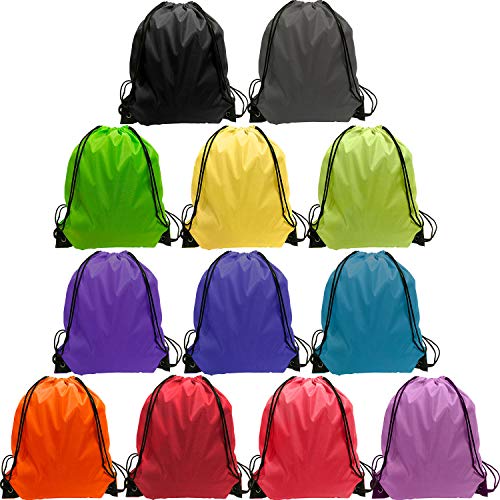 GoodtoU 48 Pcs Drawstring Backpack, Waterproof Gym Bag for Swimming, Soccer, Basketball, Baseball, Volleyball, 12 Colors Gift Bags for Christmas Party - color: 12 Colors