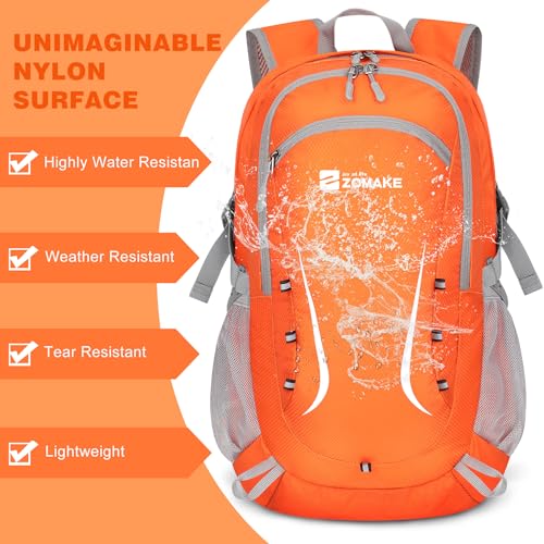 ZOMAKE Lightweight Packable Backpack 35L, Foldable Backpacks Water Resistant Collapsible Light Daypack for Hiking(Orange) - color: Orange B