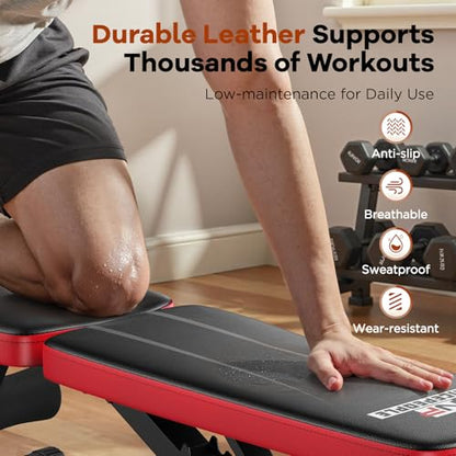 NICEPEOPLE Adjustable Weight Bench for Home Gym, 660LBS Capacity Workout Bench with 8 Backrests for Chest Shoulders Arms, Compact and Foldable Strength Bench for Small Space Apartment Room