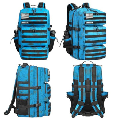 Military Tactical Backpack 55L for Men & Women Bug Out Bag Assault pack Molle Daypack Hiking Trekking Rucksack (Blue tie dye) - color: Blue Tie Dye