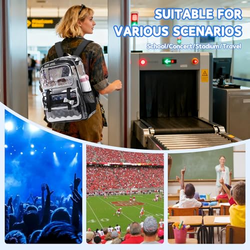 Clear Backpack for Girls,Transparent Backpack See Through Backpacks Stadium Event,Heavy Duty Clear Bookbag for School Black - color: Shiny Black