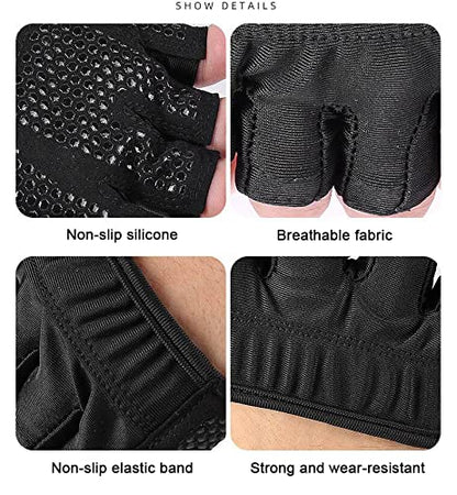 Fitness Exercise Gloves, Silicone Non-slip Four Finger Weightlifting Protection Gloves, Men Women Callus Guard Workout Grip Gloves, Protect for Power Cross Training Lifting Hanging Cycling Yoga - size: Large