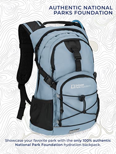 National Park Foundation 18L Hydration Backpack with 2 Liter Hydro Water Bladder Bag, Lightweight Daypack for Cycling, Hiking, Running, Climbing, for Men Women Kids