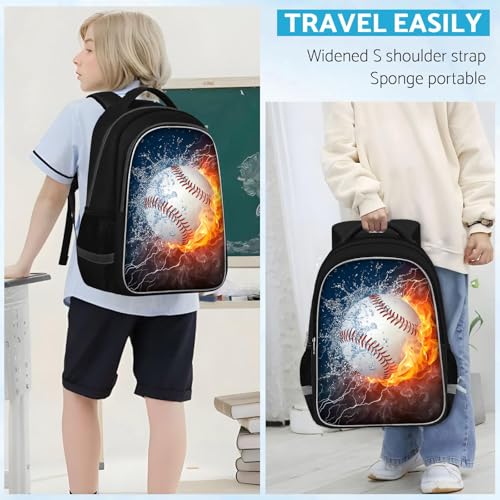 TILYTADLY School Backpack for Boys - Baseball Boys Backpack for Kids Children Teens Elementary Middle School - Students Bag for Ages 6-18,17″Bookbag Multifunctional Large Capacity - color: Baseball-03-backpack Only
