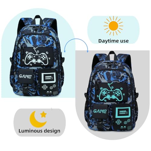 mezhsa Boys School Backpack Kids Bookbag Elementary Middle Durable Waterproof Bags - color: 1blue