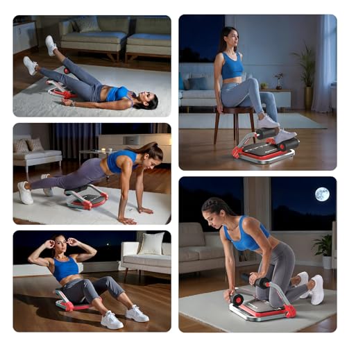 MERACH Ab Machine, Sit Up Exercise Equipment with 3 Adjustable Resistance Levels, Automatic Rebound Ab Crunch Machine for Core Workout, Ab Workout Equipment for Stomach - style: Square(Red)