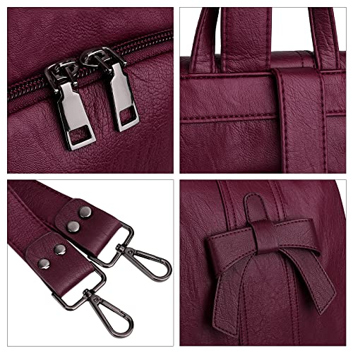 Uromee Backpack Purse for Women Vegan Leather Ladies Fashion Travel Shoulder Bag Convertible - color: 290 Wine Red