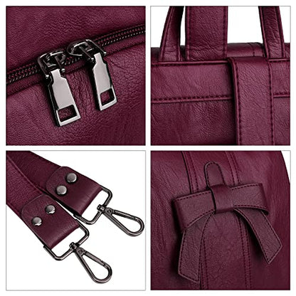 Uromee Backpack Purse for Women Vegan Leather Ladies Fashion Travel Shoulder Bag Convertible - color: 290 Wine Red