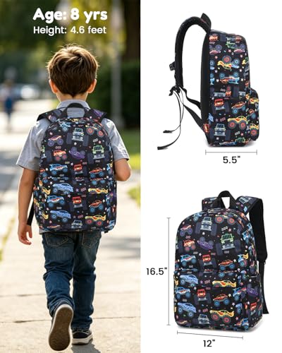 CAMTOP Kids Backpack for Boys, Preschool Toddler Backpack Kindergarten School Bookbag for Age 3-8(Monster Truck) - color: 0025 Monst Truck