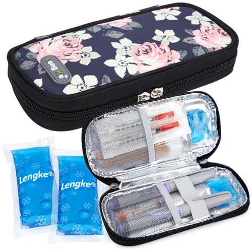 YOUSHARES Insulin Cooler Travel Case - Portable Refrigerated Medicine Case for Insulin Pen, Medication and Diabetic Supplies with 2 TSA Approved Ice Pack - color: Roses