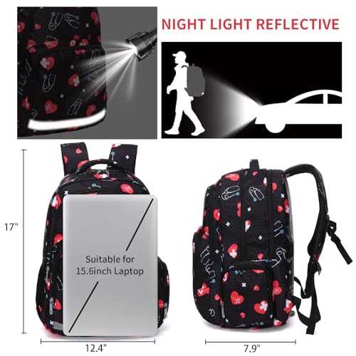 Gatycallaty Nurse Backpack for Women Girls Laptop Work Bag College Nursing Assitant Cna Cma Home Health Hospital Commuter Essentials Gift (heart) - color: Heart