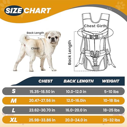 MAYASUR Pet Front Dog Carrier Backpacks, Adjustable Dog Backpack Carrier, Legs Out Easy-fit Dog Chest Carrier for Small to X Large Dogs, Dog Front Carrier for Hiking, Cycling (Army Green, Large)