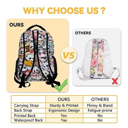 Personalized Panda Backpack for Girls Boys, 16 Inch Panda Theme Bookbag with Adjustable Straps, Durable, Lightweight, School Bag with Large Capacity - color: Panda4-1