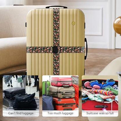 2 Pack Luggage Straps for Suitcases, Adjustable Travel Belt with Double Lock and Quick Release Buckle, Heavy Duty Nylon Bag Packing Strap, Unique Business Travel Accessories-Flower Butterfly - color: 24020 Flower Butterfly
