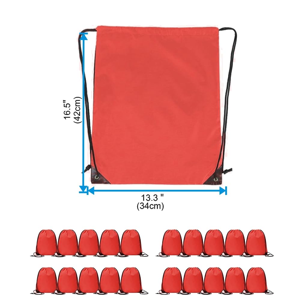 Drawstring Backpack Bulk 20 Pcs Draw String Backpack Bags DIY Gym Sports Traveling Yoga Cinch Bag Sackpack Drawstring (Red) - color: Red