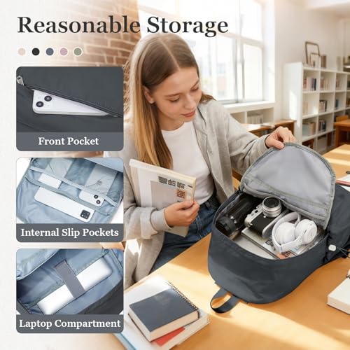 Simple School Backpack For Women Men Aesthetic Medium Backpack Lightweight Casual Daypack College Backpacks Cute Bookbag for Teens Girls Boys Basic Bagpack（Grey） - color: Grey