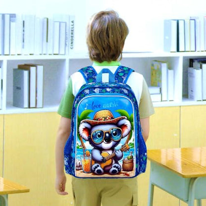3Pcs Backpack for Boys, 16" Koala Kids Bookbag Set for Elementary Preschool Kindergarten, School Backpacks with Lunch Box(Blue) - color: Koala Blue