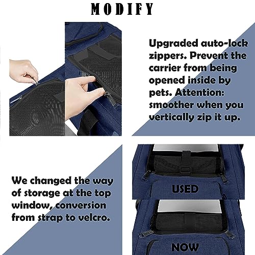 GAPZER Medium Cat Carrier Large Cat 15 lbs+ Soft Pet Carrier Small Puppy/Ventilated 2 Kittens Car Travel Bag Case/Comfy Big Maine Coons 25 Pounds/Soft-Sided Mesh Kitty Products Dark Blue - color: Navy
