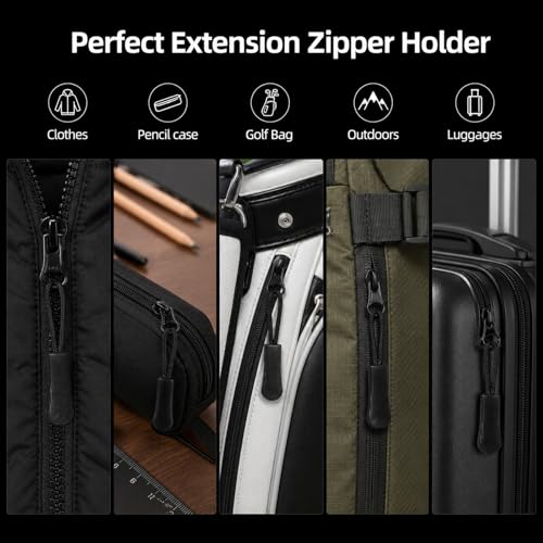 Dplolng 30 Pcs Zipper Pull Replacement,Zippers Pulls Cord Ends Replacement Universal Zipper Extender for Jackets,Backpacks,Pants,Coats, Luggage,Golf Bag,Purses(Black)