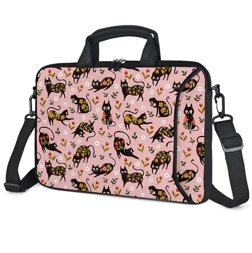 RICHEN 10 inch Messenger Bag Carrying Case with Handle Accessory Pocket Fits 7 to 10-Inch Laptops/Notebook/Kids Tablet (7-10.2 inch, Flowers Cats) - color: Flowers Cats, size: 7-10.2 inch