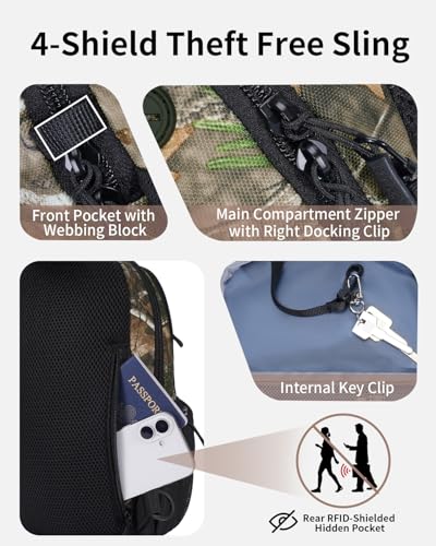 ECOHUB Crossbody Bags for Women Men, Anti-Theft RFID Blocking Sling Backpack with Sturdy SBS Zippers Water Resistant Chest Shoulder Bag Daypack with 9 Pockets Casual Outdoor Hiking, Camouflage - color: Camouflage