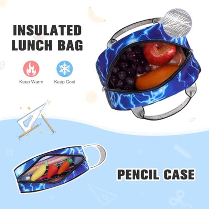 Bevalsa Backpack for Boys, Cool Luminous Boys Backpack with Sling Bag, Lunch Box & Pen Case, School Bags for Kids Children Teens Elementary Middle Schools, Bookbag Glow In The Dark (Lightning) - color: Blue Lightning