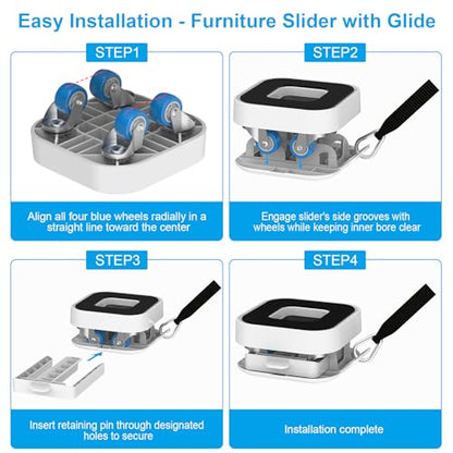 New Upgraded Furniture Sliders for Hard Floors & Carpets, 2-in-1 Furniture Movers with Wheels, Furniture Dolly for Moving Heavy Duty Sofa, Bed, Appliance, Load Capacity Up to 750lb - size: 1in wheels with slider pad + 1 pry bar